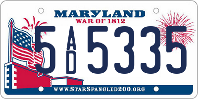 MD license plate 5AD5335