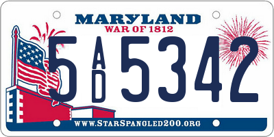MD license plate 5AD5342