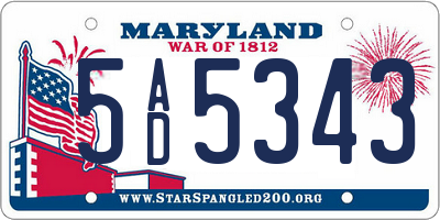 MD license plate 5AD5343