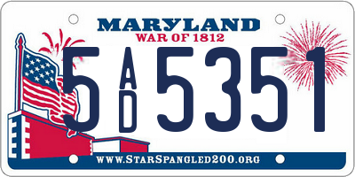 MD license plate 5AD5351