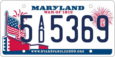 MD license plate 5AD5369