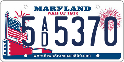 MD license plate 5AD5370