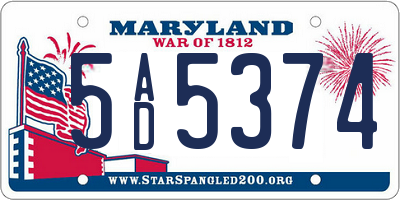 MD license plate 5AD5374
