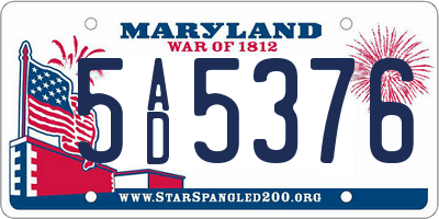 MD license plate 5AD5376