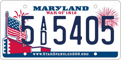 MD license plate 5AD5405