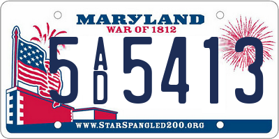 MD license plate 5AD5413