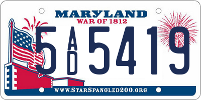 MD license plate 5AD5419