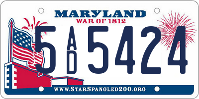 MD license plate 5AD5424