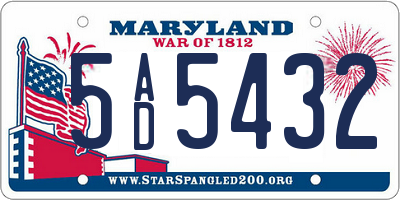MD license plate 5AD5432