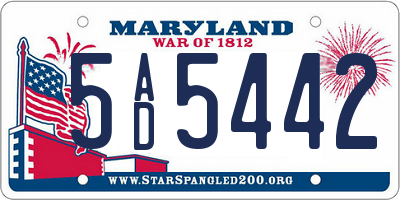 MD license plate 5AD5442