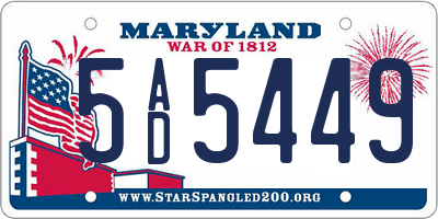 MD license plate 5AD5449