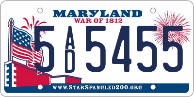 MD license plate 5AD5455