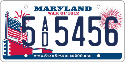 MD license plate 5AD5456