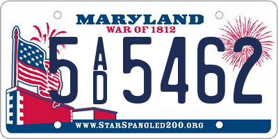 MD license plate 5AD5462