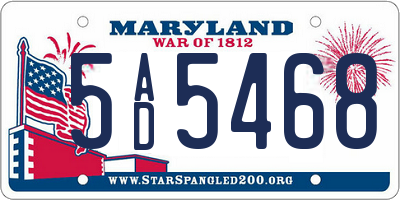 MD license plate 5AD5468