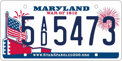 MD license plate 5AD5473