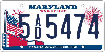 MD license plate 5AD5474