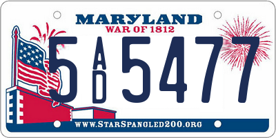MD license plate 5AD5477