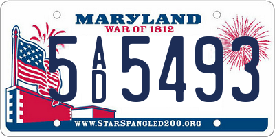 MD license plate 5AD5493