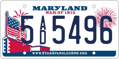 MD license plate 5AD5496