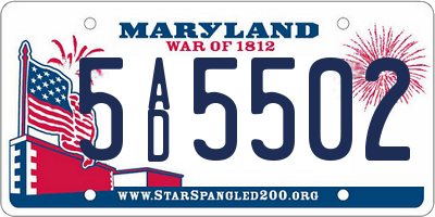 MD license plate 5AD5502