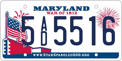 MD license plate 5AD5516