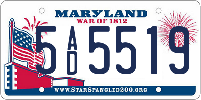 MD license plate 5AD5519