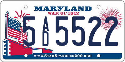 MD license plate 5AD5522