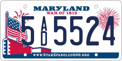 MD license plate 5AD5524