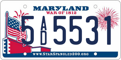 MD license plate 5AD5531