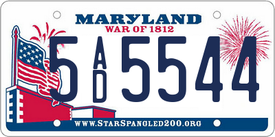 MD license plate 5AD5544