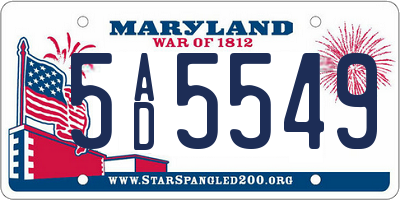 MD license plate 5AD5549