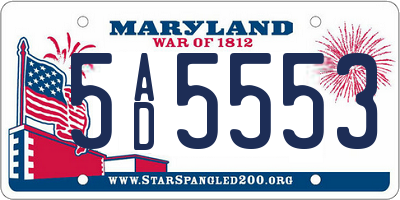 MD license plate 5AD5553