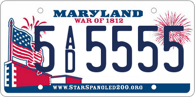 MD license plate 5AD5555