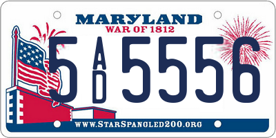 MD license plate 5AD5556