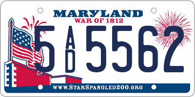 MD license plate 5AD5562