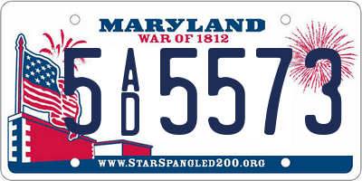 MD license plate 5AD5573