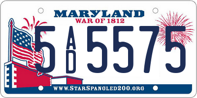 MD license plate 5AD5575