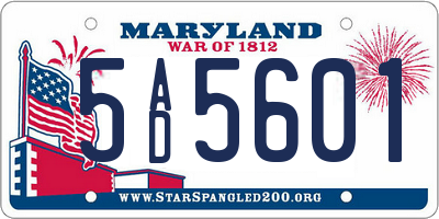 MD license plate 5AD5601