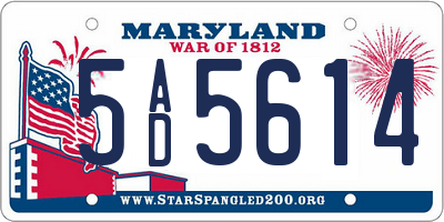 MD license plate 5AD5614