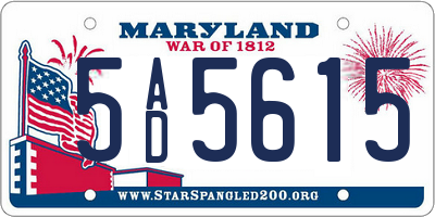 MD license plate 5AD5615