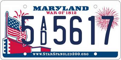 MD license plate 5AD5617