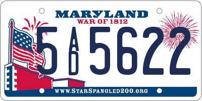MD license plate 5AD5622