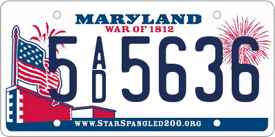 MD license plate 5AD5636