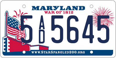 MD license plate 5AD5645
