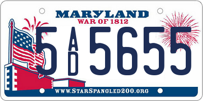 MD license plate 5AD5655