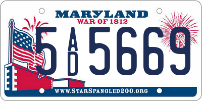 MD license plate 5AD5669