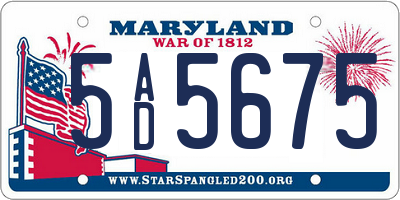 MD license plate 5AD5675