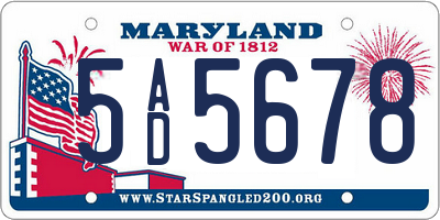 MD license plate 5AD5678