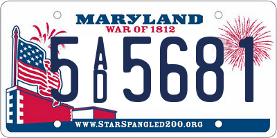 MD license plate 5AD5681